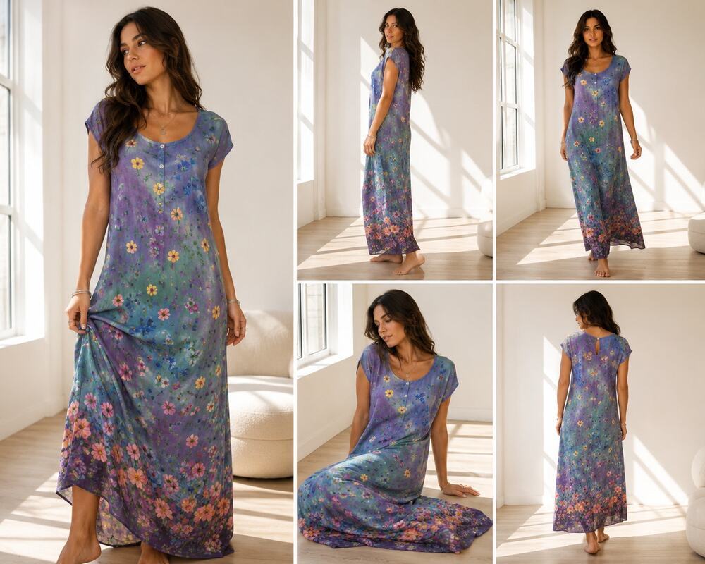 Vintage Saybury Floral Watercolor Maxi Dress Women's Small Cottagecore Boho